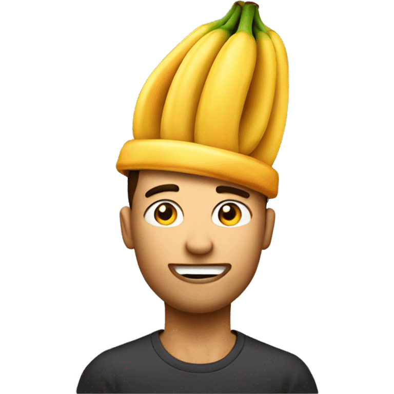 A GUY THAT HAS A BNANA PIL ON HIS HEAD NO BERED AND HES ORENGE emoji