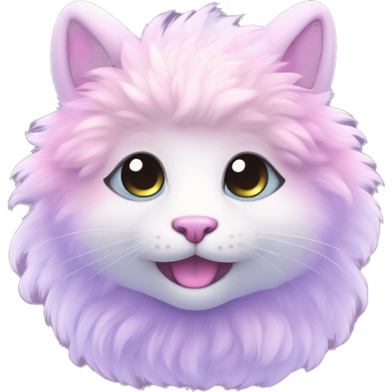 Kawaii cute gorgeous colorful sparkly bright light pastel lilac-pink-white-gradient fantasy ethereal fluffy fursona animal creature emoji