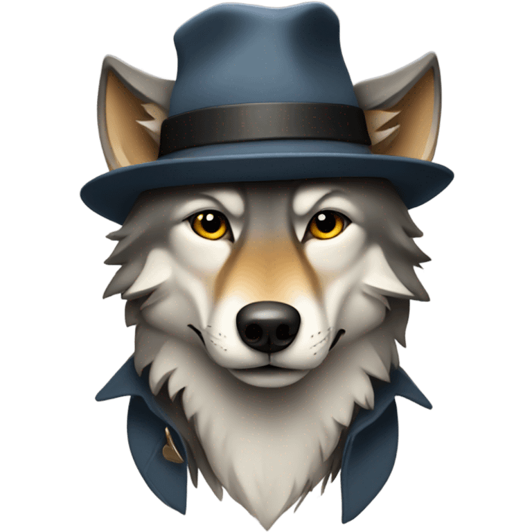 Wolf wearing hat emoji