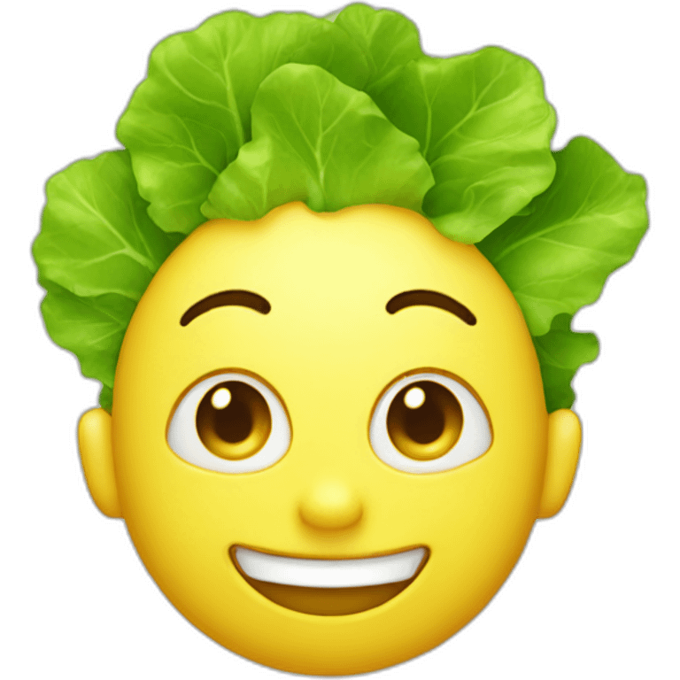 yellow smily with green lettuce hair emoji