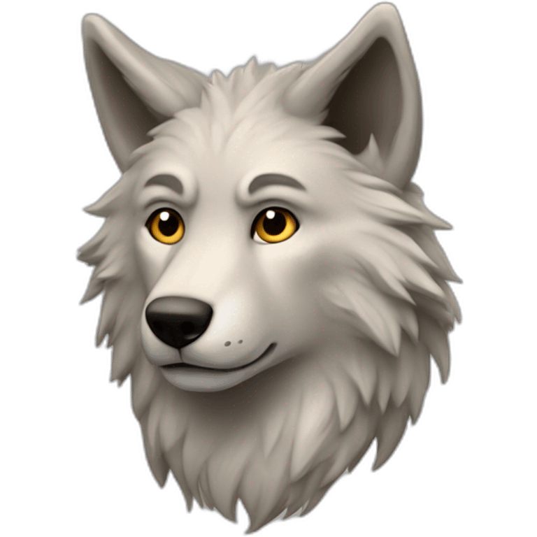 un homme déguisé en furry anthropomorphe de loup qui retire son costume emoji