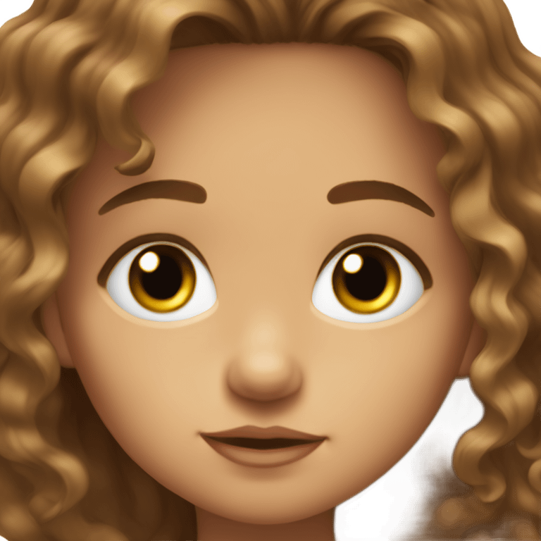 Tan skin toddler wavy hair brown eyes brown hair long eyelashes on a floating emoji