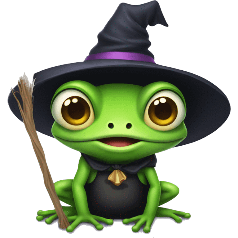 Frog dressed as a witch emoji