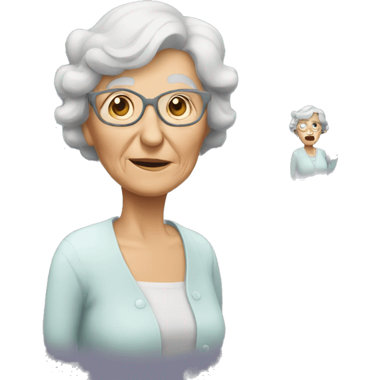 old woman smartphone emoji