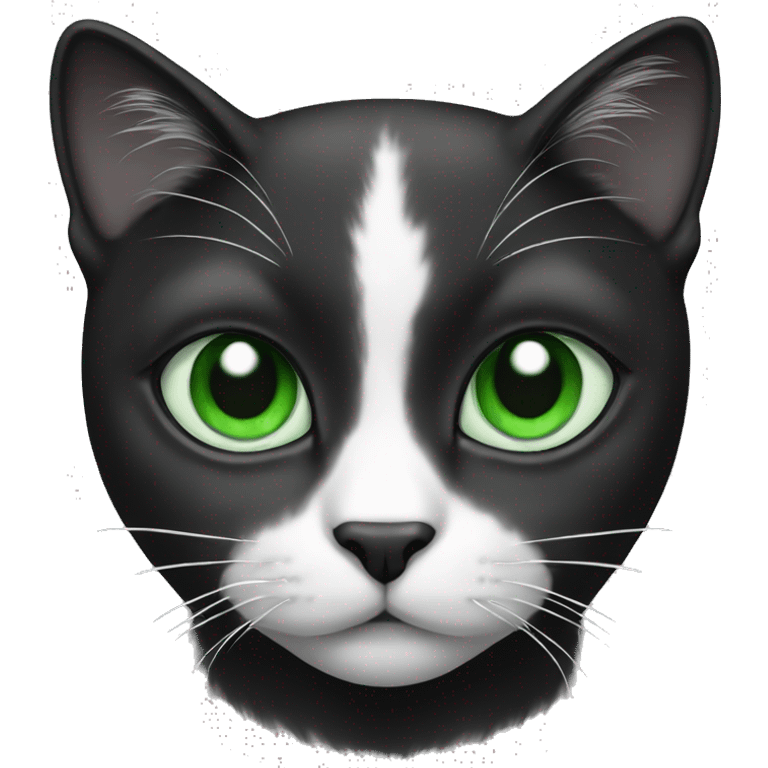 Cat black and white with green eyes  emoji