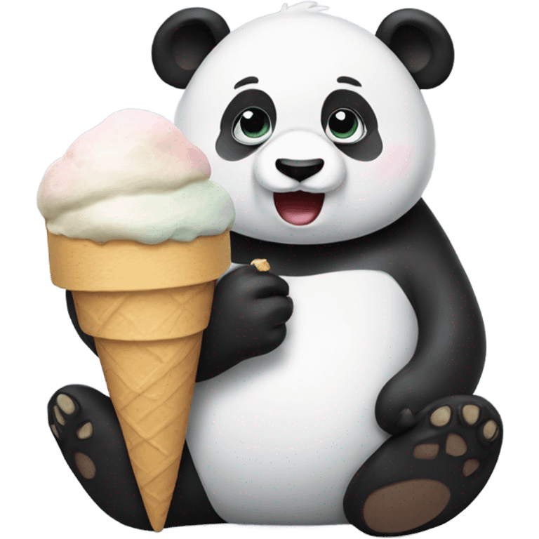 Panda eating ice cream emoji