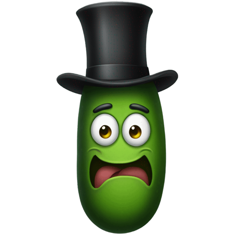 Pickle with a top hat emoji