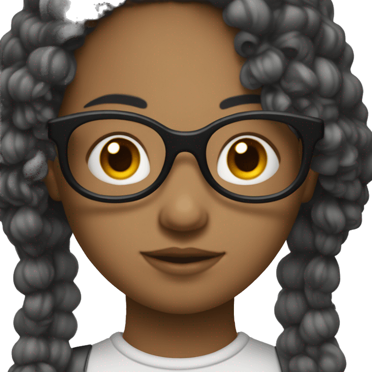 Une fille avec les cheveux bouclés noir et des lunettes emoji