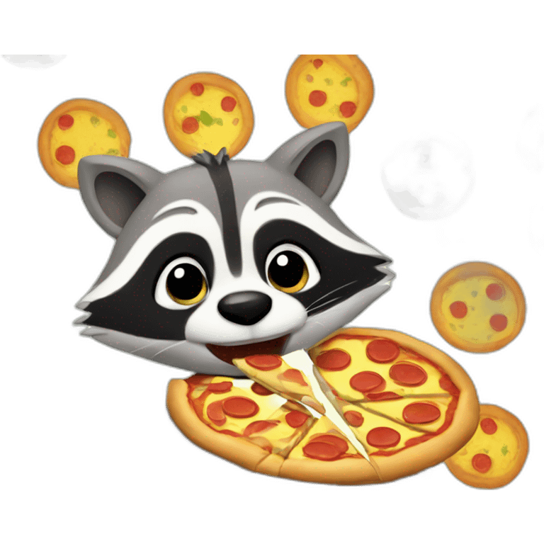 A raccoon eating pizza emoji