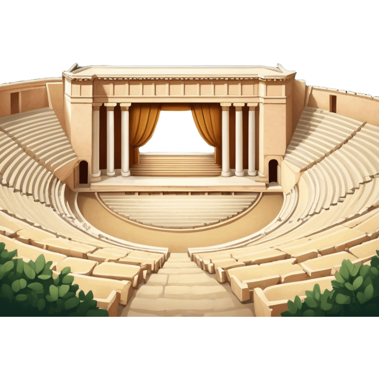 Cinematic Realistic Theatre of Epidaurus Landmark Emoji, depicted as a classical open‚Äêair theatre nestled in nature rendered with soft textures and serene, historical lighting. emoji