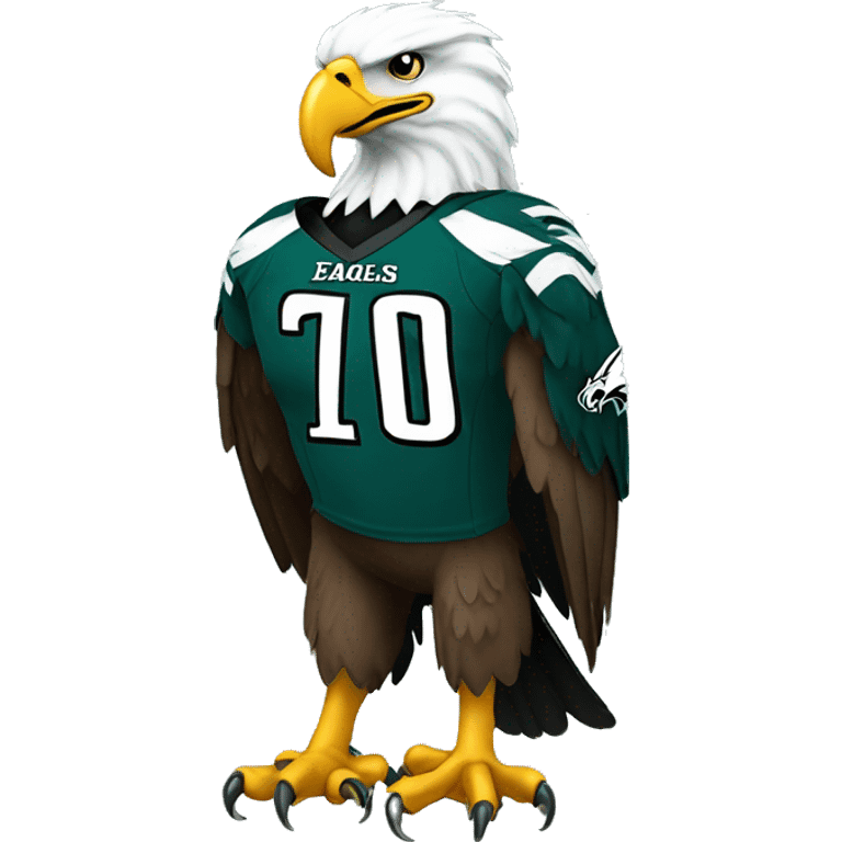 Eagle wearing a Philadelphia eagles jersey  emoji