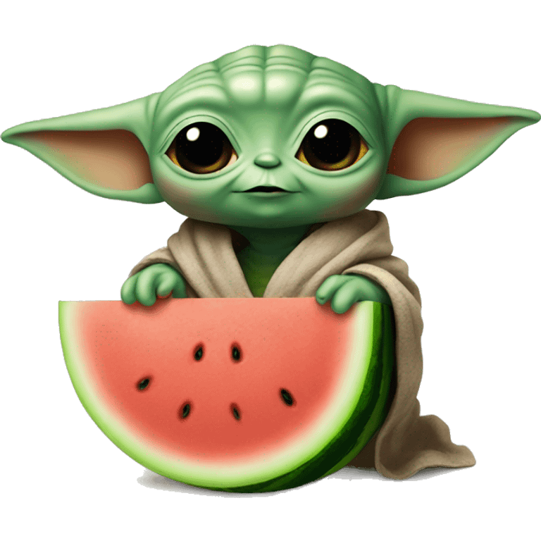 Baby yoda holding watermelon emoji