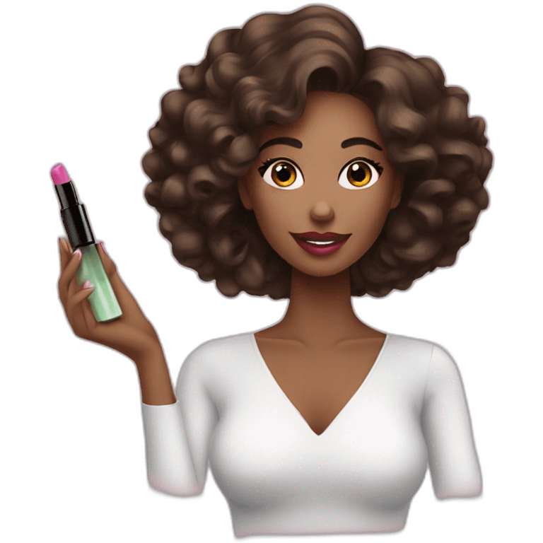 A beautiful woman making up with cosmetics emoji