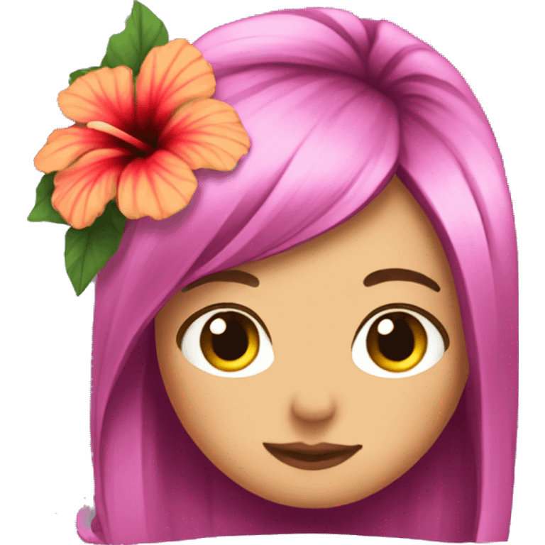 cute hibiscus in hair girl emoji emoji