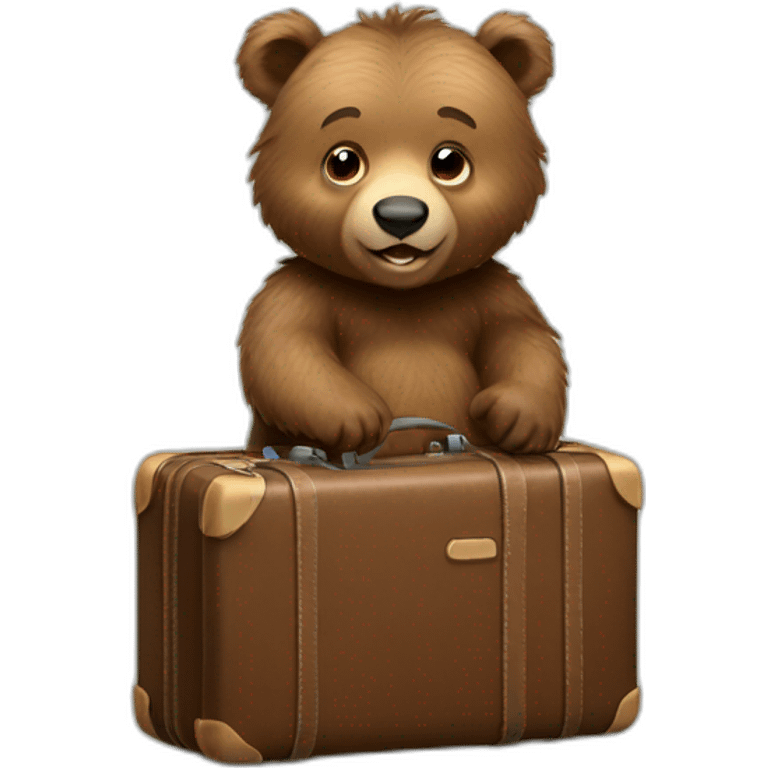 Baby Grizzly bear with a suitcase emoji