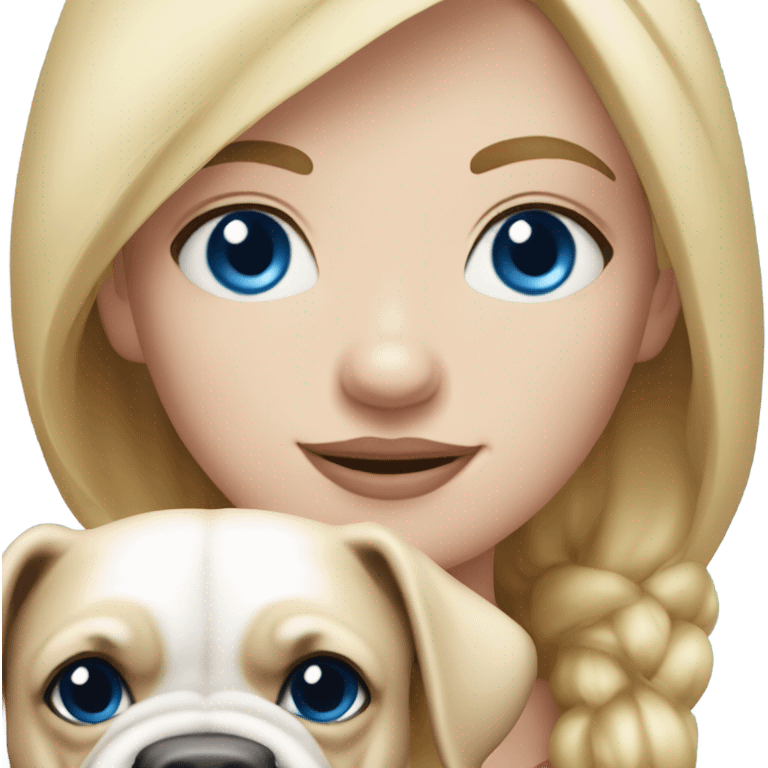 Blonde hair blue eyes girl with British bull dog emoji