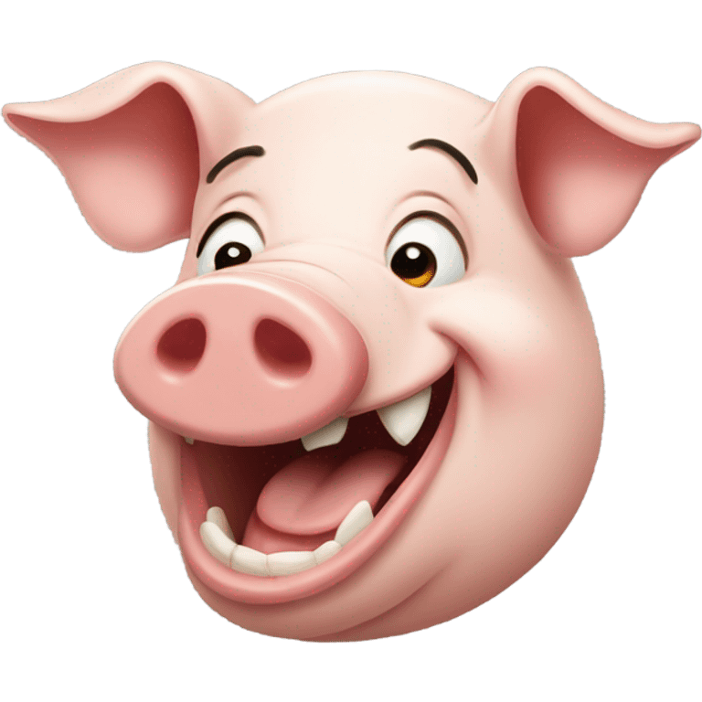 pig head laughing profile emoji