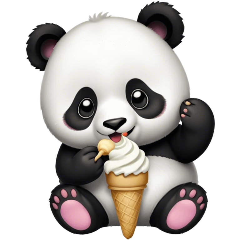 Panda eating ice cream emoji