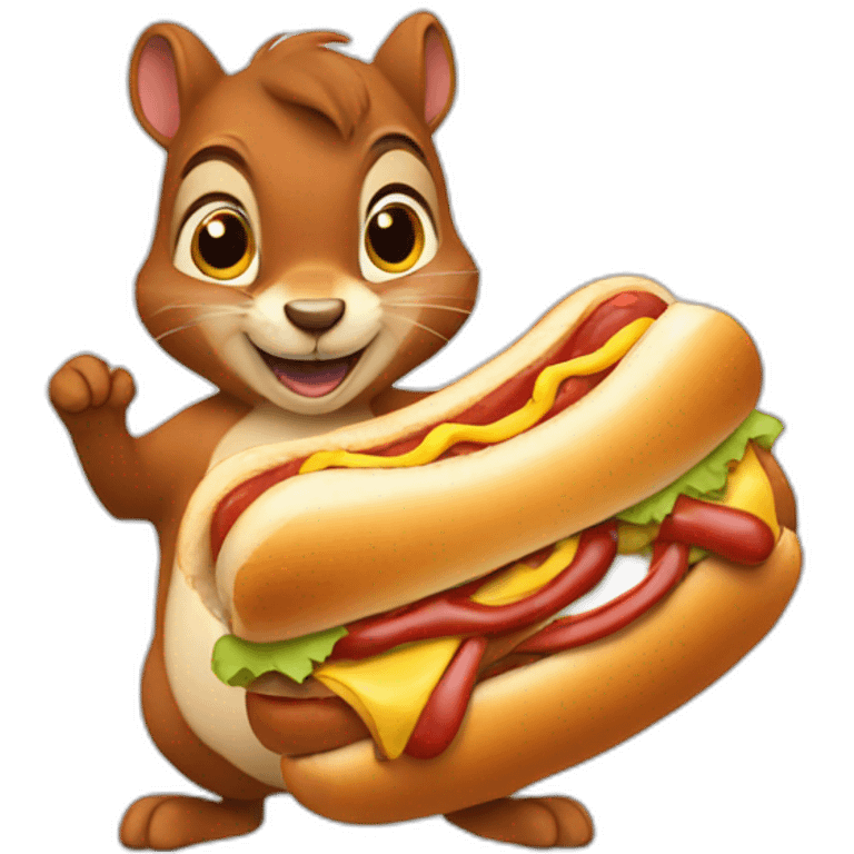 Squirrel with a hot dog emoji