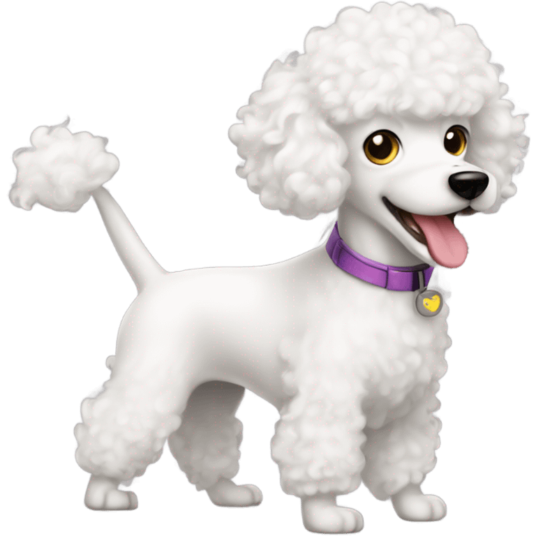 curly white dog poodle, electric and hyperactive  emoji