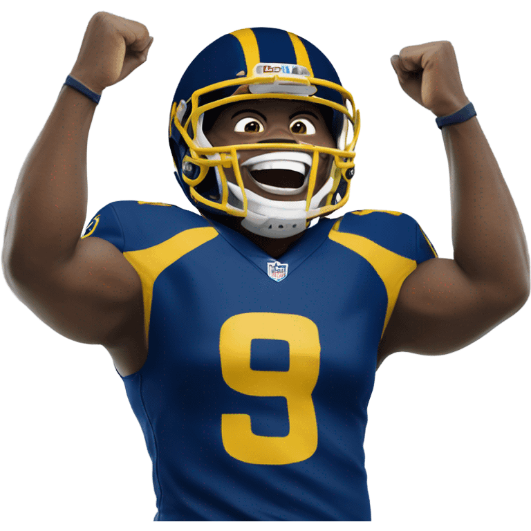 Rams football player celebrating  emoji