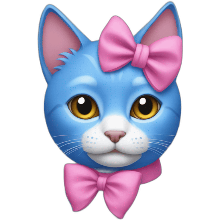 blue cat with a pink bow on its ear emoji