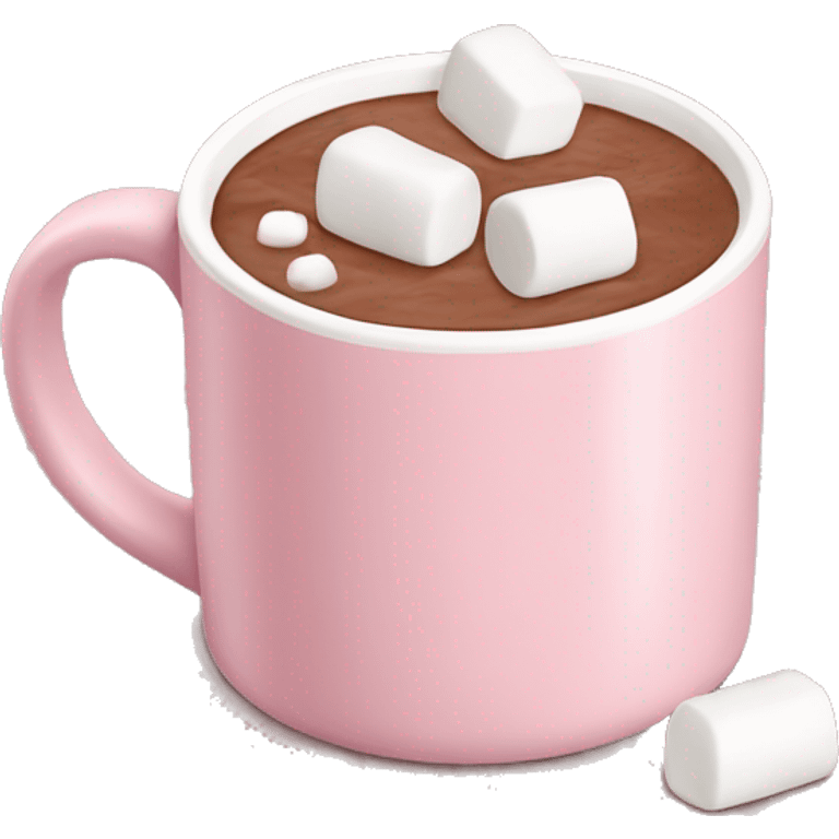 Light Pink mug of hot chocolate with marshmallows  emoji