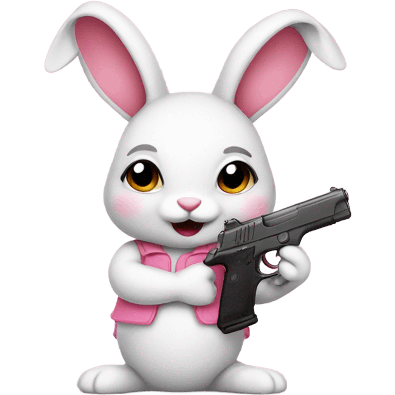 Cute girl bunny with a girl pink gun emoji