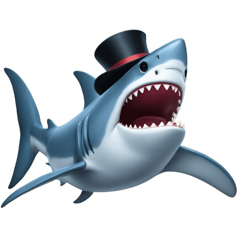 Shark with a top hat emoji