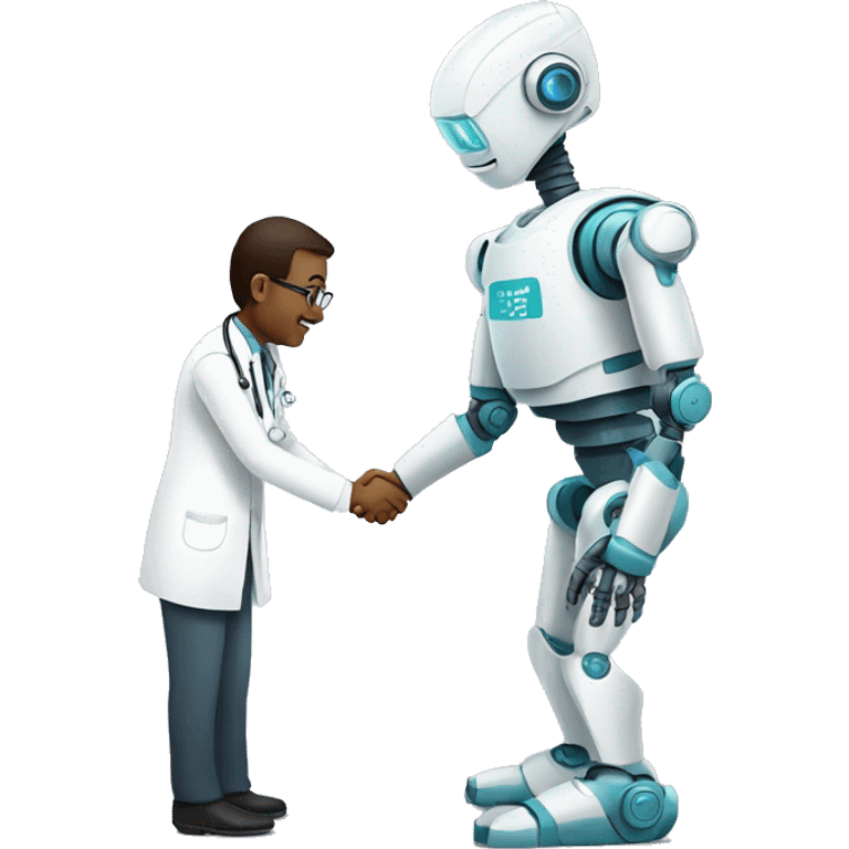 Robot handshakes a doctor emoji