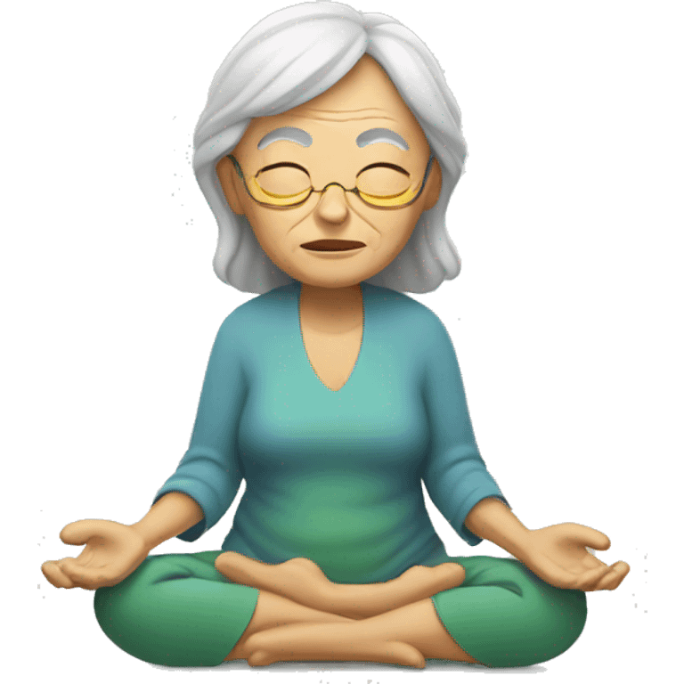 old lady meditating emoji