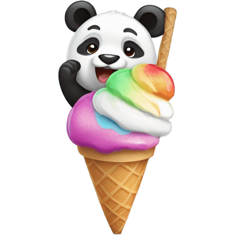 Panda eating ice cream emoji