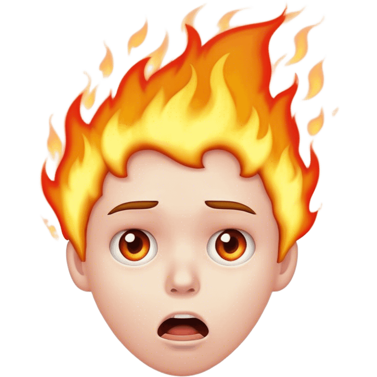 laptop with shocked face, fire, sad  emoji