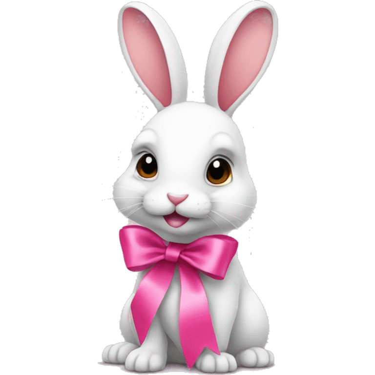 rabbit with pink ribbon  emoji