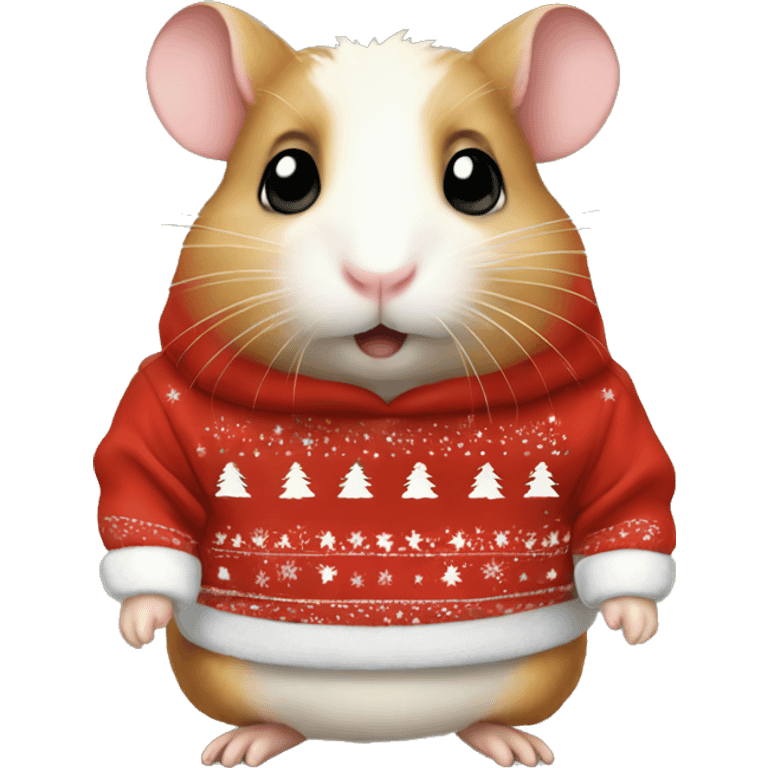 Hamster wearing christmas Sweatshirt  emoji