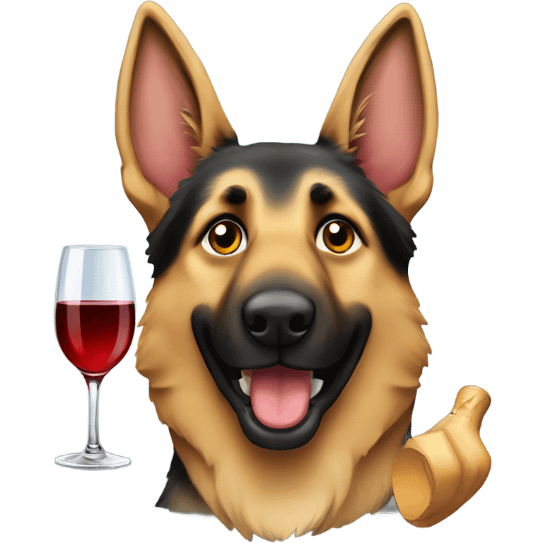 German Shepard drinking wine  emoji