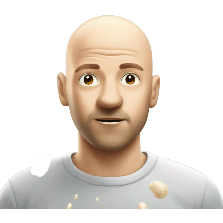 Bald man with milk explosion emoji