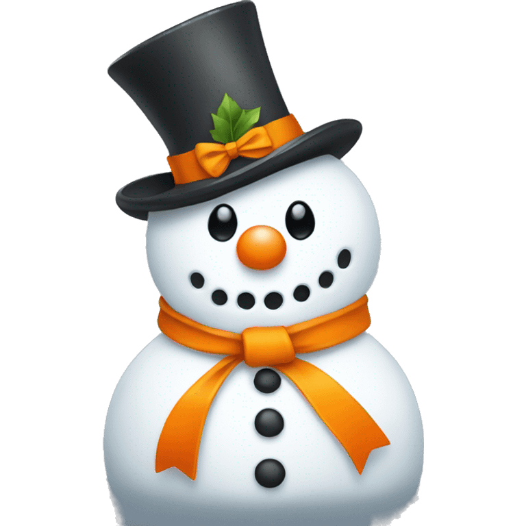 Snowman with a orange bow emoji