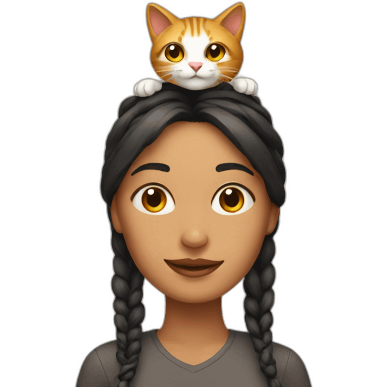 Woman with cat on head emoji