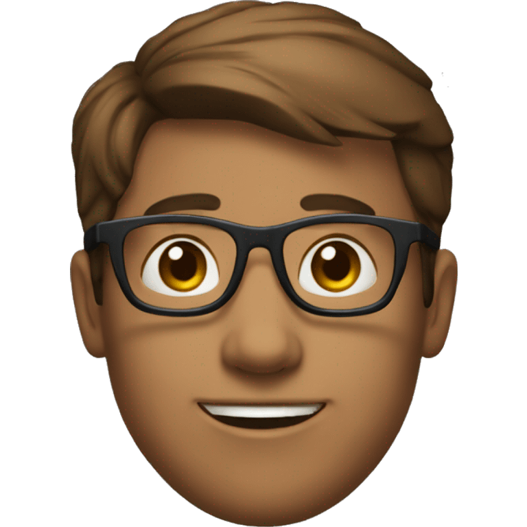 Garçon brun avec des lunettes peau mate cheveux lisse emoji