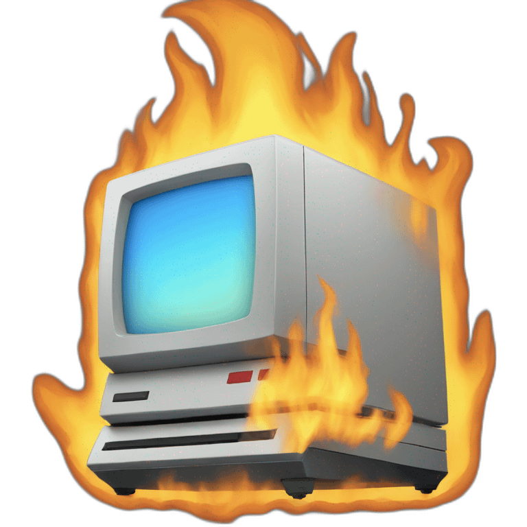 burning computer emoji