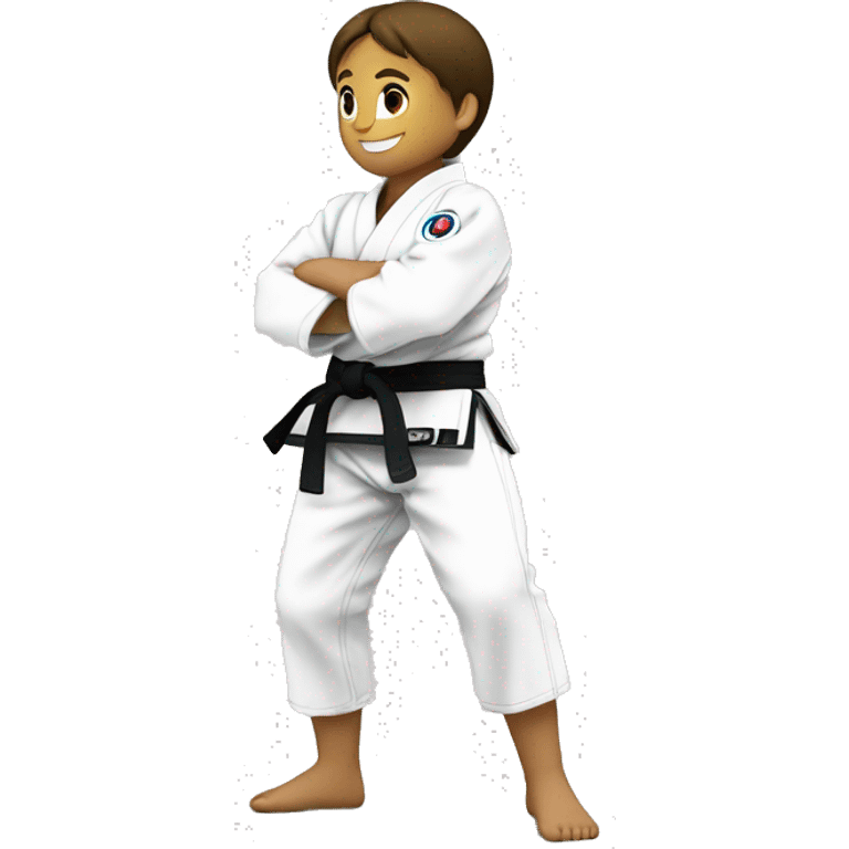 judoka black belt from behind with tori writing at the top of the judogi emoji