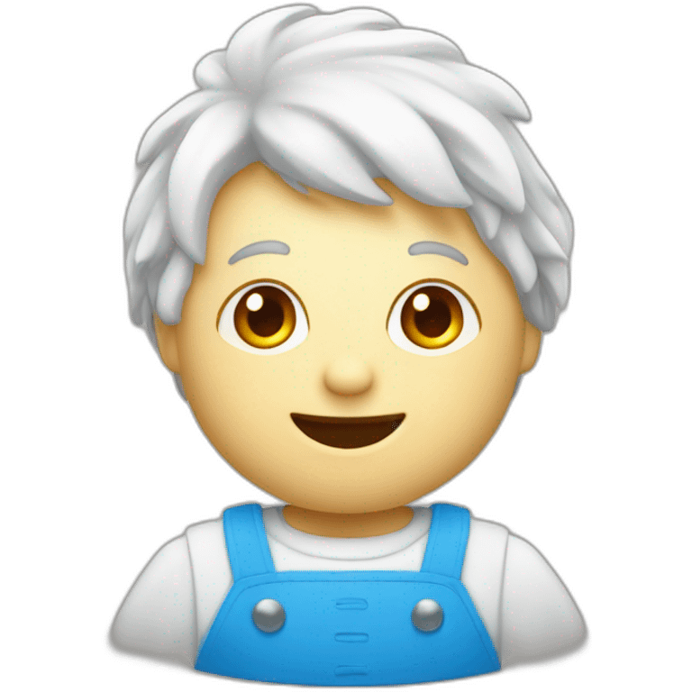 Un bonhomme avec des cheveux multicolore et une robe bleu  emoji