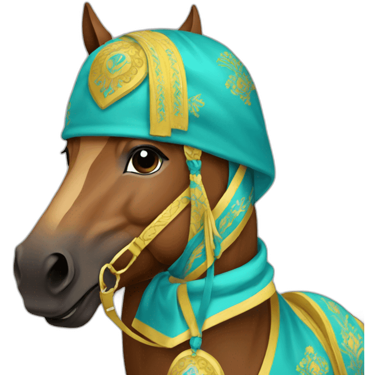 Kazakh with Kazakh clothes in a horse emoji