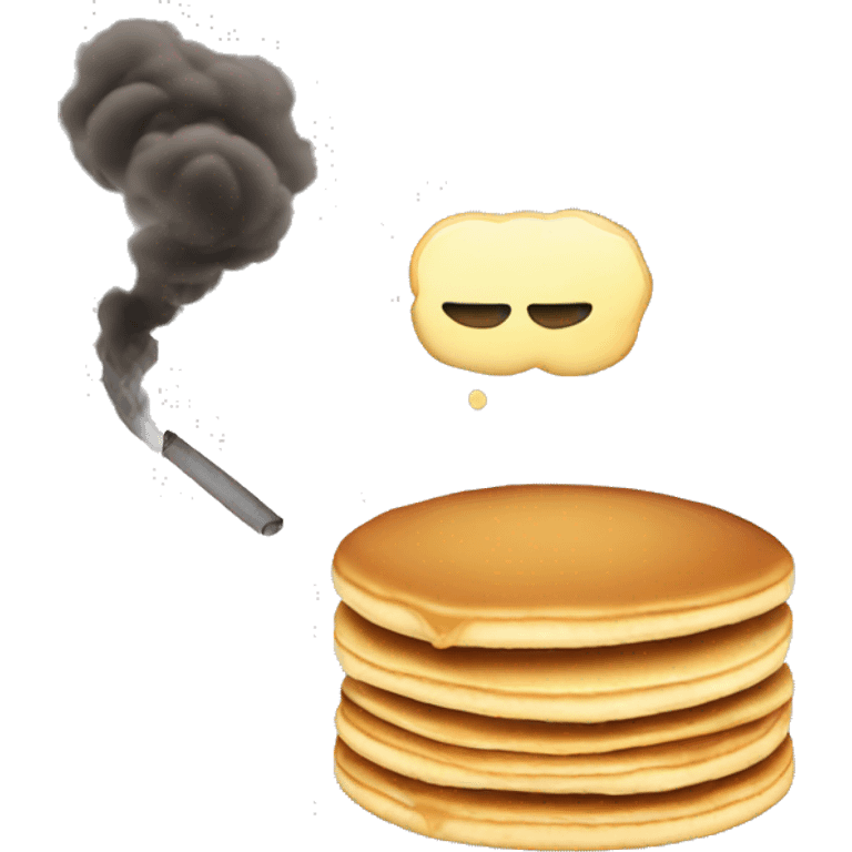 Smoke and a pancake emoji