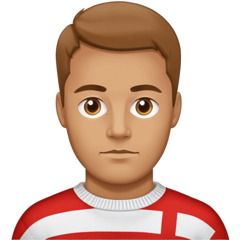 photorealistic man in the sweater with danish flag emoji