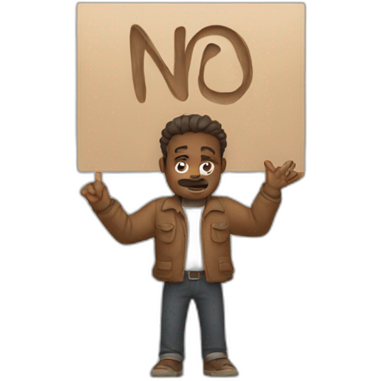 man holding up sign saying no way emoji