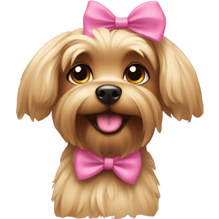 A female yorkshire dog with a pink bow emoji