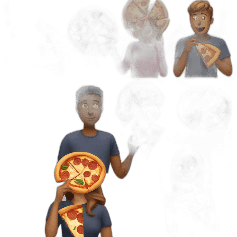 Multiple people eating pizza emoji