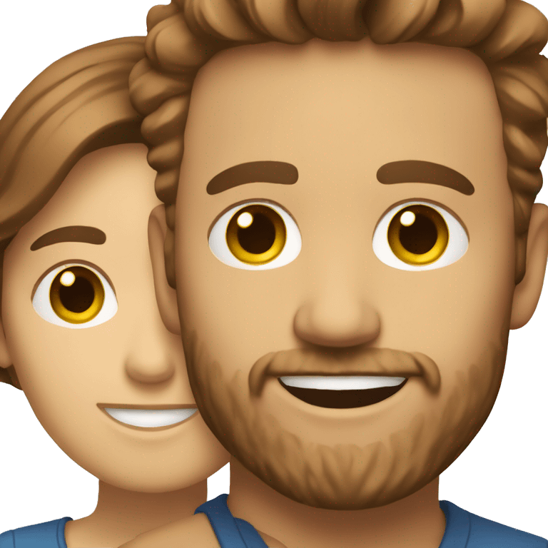 smiling couple with brown hair emoji